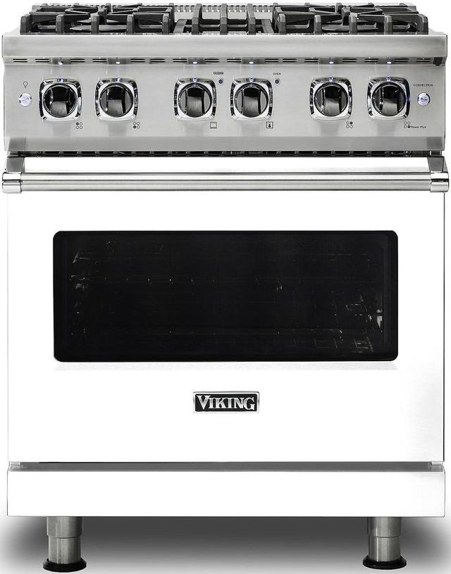 Viking® Professional 5 Series 30" White Pro Style Dual Fuel Natural Gas Range-0