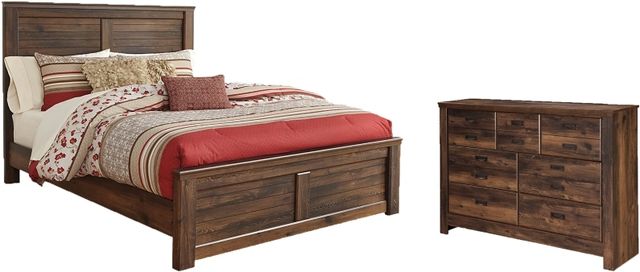 Signature Design by Ashley® Quinden 2-Piece Dark Brown King Panel Bed Set-0