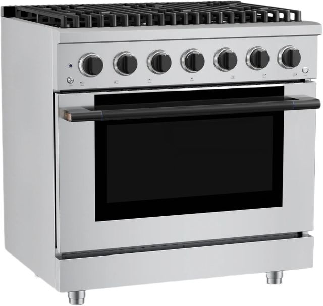 Hauslane HausPro Range 36" Stainless Steel Pro-Style Gas Range with Matte Black Knobs-3