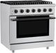 Hauslane HausPro Range 36" Stainless Steel Pro-Style Gas Range with Matte Black Knobs-3
