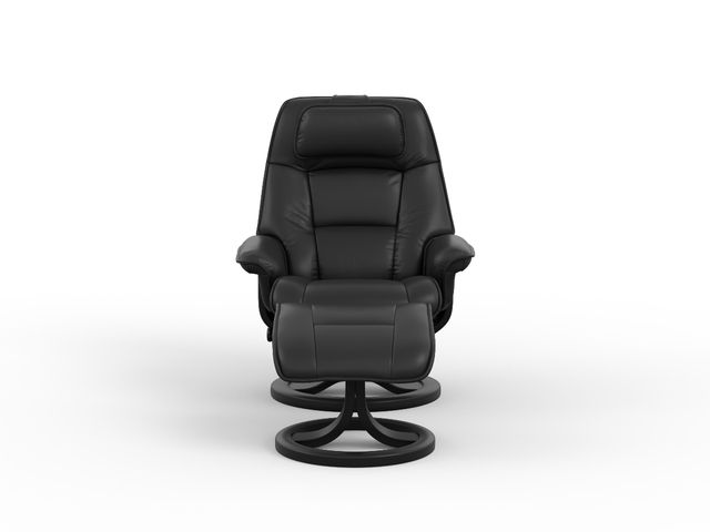Fjords® Classic Comfort Admiral "R-base" Black Large Recliner with Footstool-0