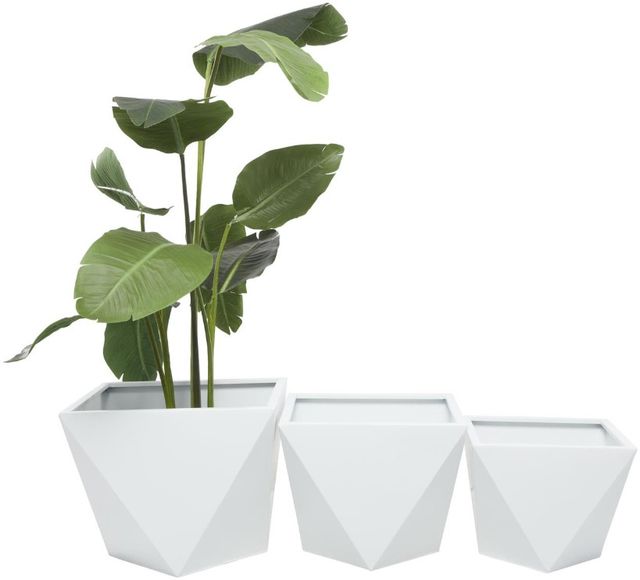 Deco Marche CosmoLiving by Cosmopolitan 3-Piece White Indoor Outdoor Planter-2