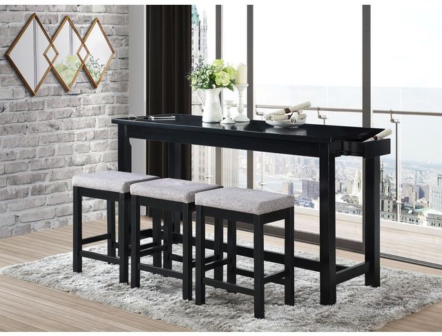 Mazin Furniture Connected 4-Piece Black Counter Height Dining Set-1