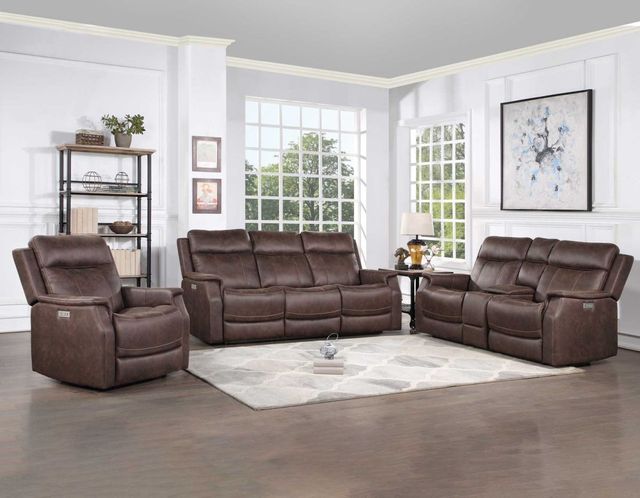 Steve Silver Co. Valencia Walnut Dual-Power Reclining Loveseat with Console-2