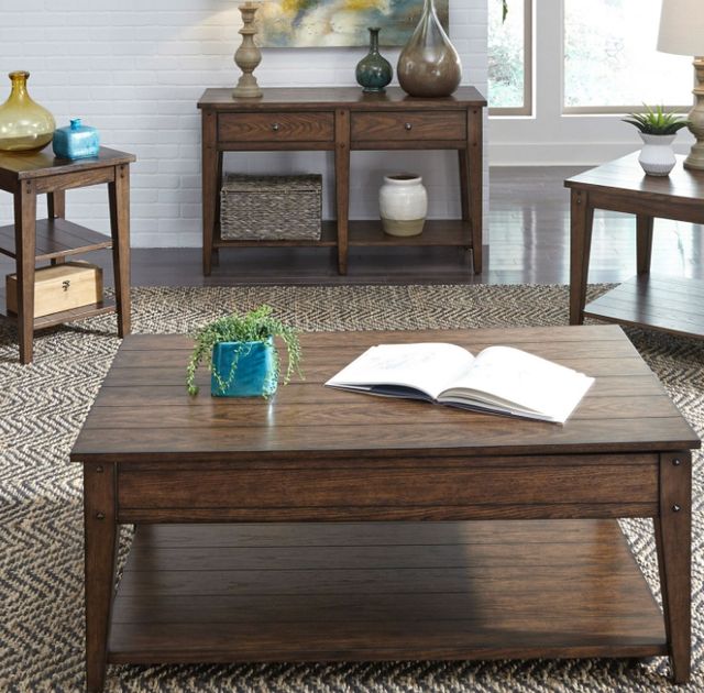 Liberty Furniture Lake House Rustic Brown Oak Lift Top Cocktail Table-1