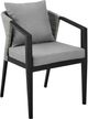 Armen Living Palma 2-Piece Black/Gray Aluminum/Fabric/Rattan Outdoor Dining Arm Chair Set-4