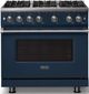 Viking® 5 Series 36" Slate Blue Pro Style Gas (LP) Range with Polished Chrome Trim-3