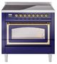 Ilve® Nostalgie II Noblesse 36'' Midnight Blue Pro Style Induction Range with Brass Trim-0