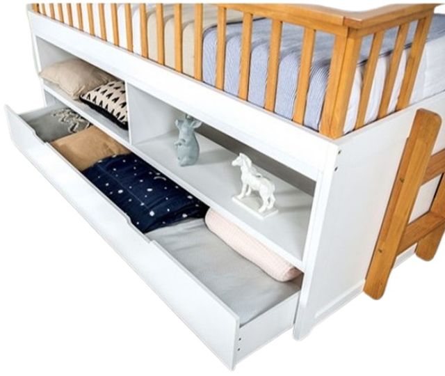 Furniture of America® Mcpherson Light Oak/White Twin Bookcase Bed with Trundle-1