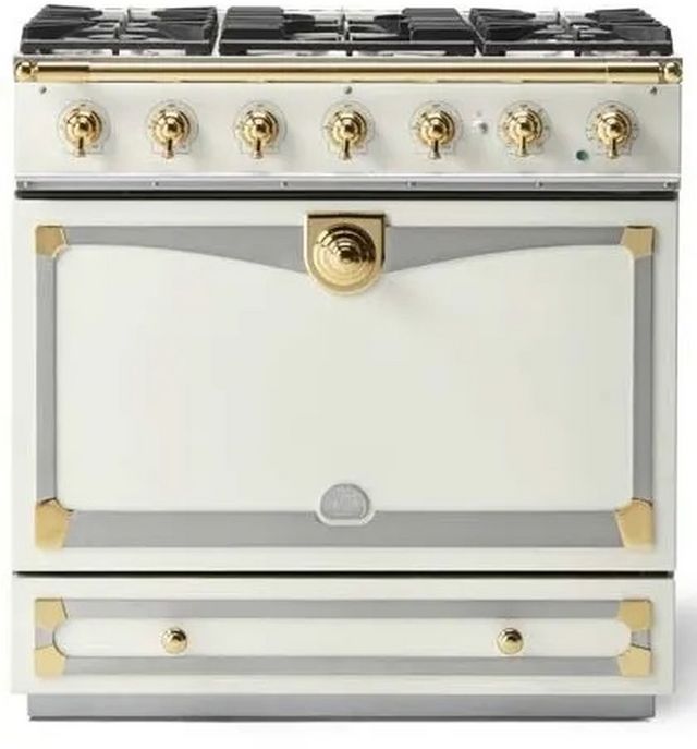 La Cornue CornuFe´ 90 36" Pure White Pro Style Slide In Dual Fuel Range