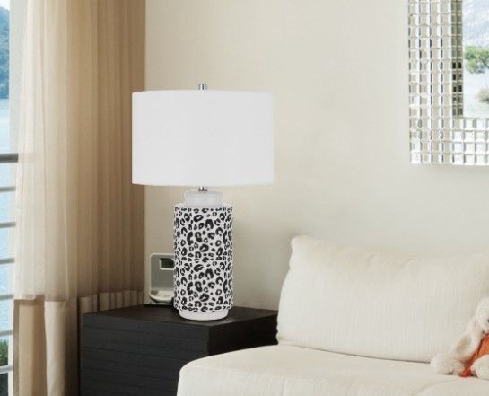 Cal® Lighting & Accessories Exeter 2-Piece Black/Pearl Table Lamp Set-2