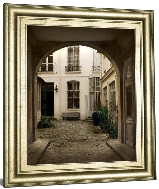 Classy Art Marais Courtyard By Milla White Wall Art-0