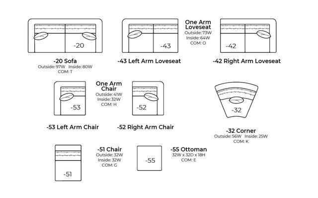 Huntington House Customizable 7507 4-Piece Curved Sectional-2