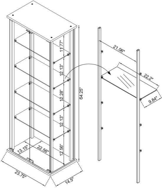 Coaster® Delphinium Clear/White Display Cabinet-2