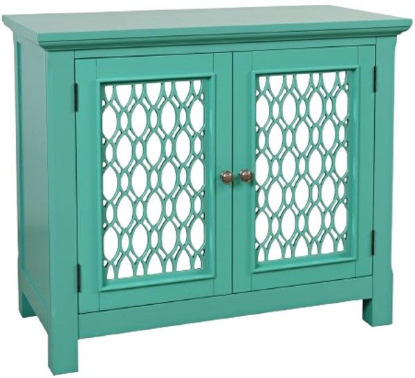 Jofran Inc. Isabella Aqua 38" Mirrored Accent Cabinet-0