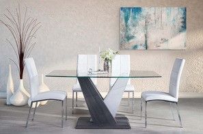 Mazin Furniture Baxter Gray/White Glass Top Dining Table-1