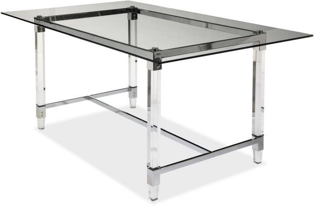 Mazin Furniture Lyrica Glass Top Rectangle Dining Table with Chrome Base -1