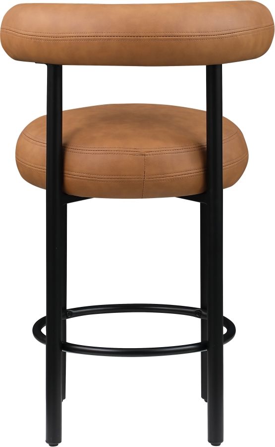 Meridian Furniture Bordeaux Cognac/Matte Black Leather Counter Stool-3