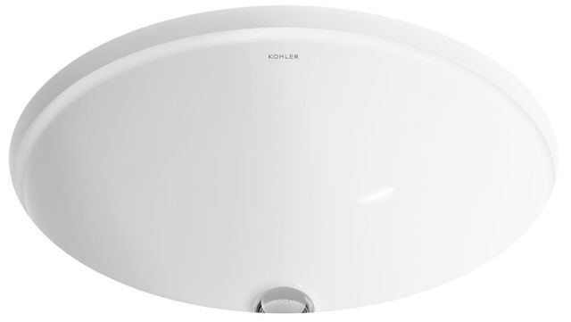 Kohler Caxton® White 19.25" Oval Undermount Bathroom Sink, No Overflow-1