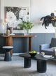 A & B Home Black Wood and Marble Pedestal Side Table-3