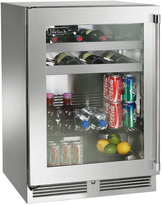 Perlick® Marine Signature Glass/Stainless Steel 24'' Beverage Center