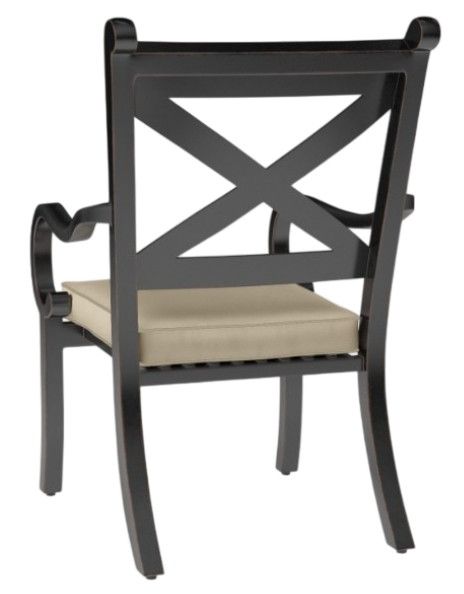 Sunset West Monterey Old World Copper Aluminum Outdoor Dining Arm Chair with Linen Stone Cushion-2