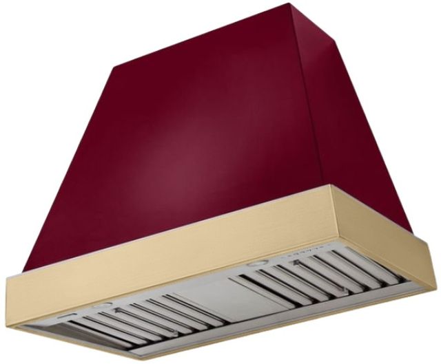 AGA Euclid 36" Cranberry Wall Mounted Range Hood  with Brushed Brass Trim-0