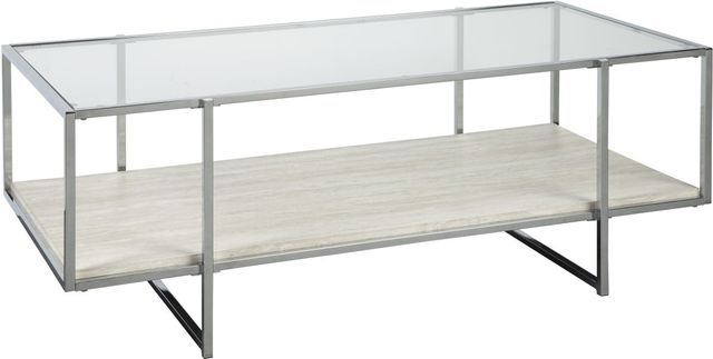 Signature Design by Ashley® Bodalli 2-Piece Chrome/Ivory Living Room Table Set-1
