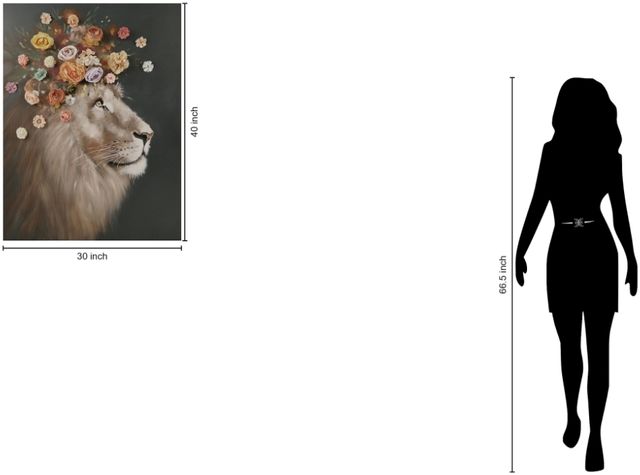 Classy Living Contemplative Majestic Floral Lion Canvas Wall Art-2