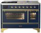 Ilve® Majestic III 48" Midnight Blue Pro Style Dual Fuel Liquid Propane Range with Triple Glass Door and Brass Trim-0