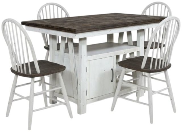 Liberty Furniture Farmhouse 5-Piece Brown/White Gathering Table Set-0