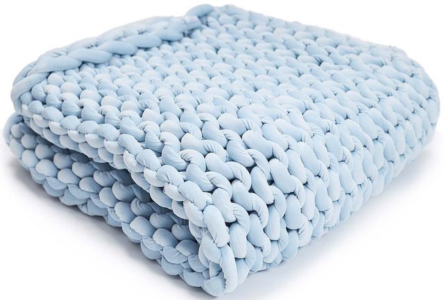 Hush Knit Light Blue Weighted Blanket-0