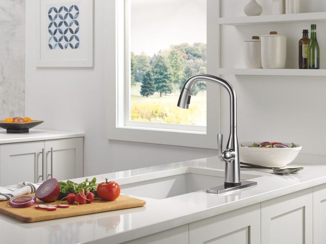 Delta Stryke® Lumicoat® Arctic Stainless VoiceIQ® Single Handle Kitchen Faucet with Touch2O® Technology-1