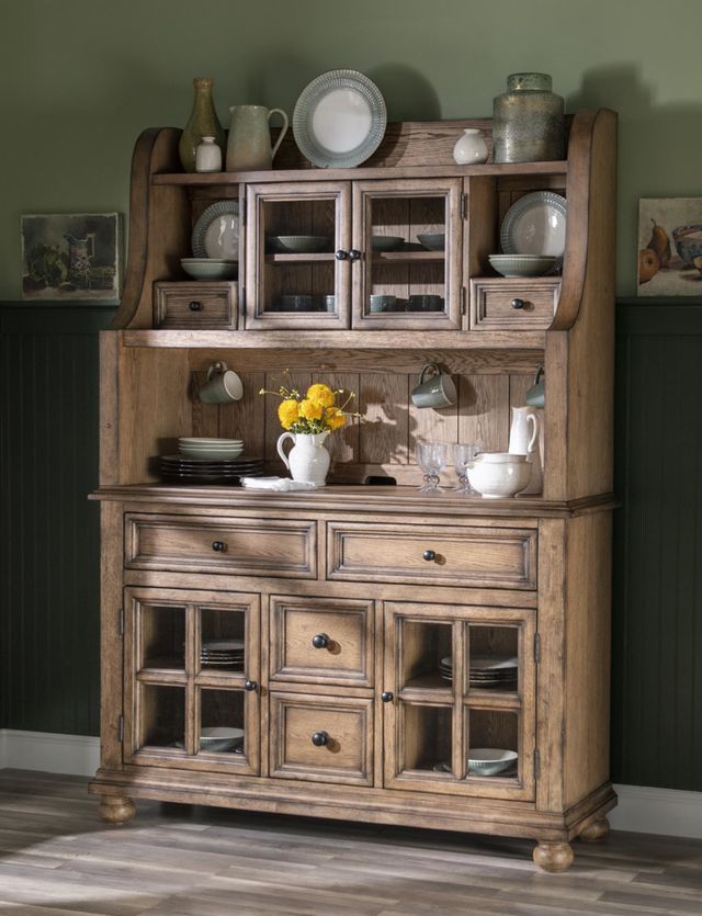 Legacy Classic Vintage Market Barnwood Oak Server with Hutch-3