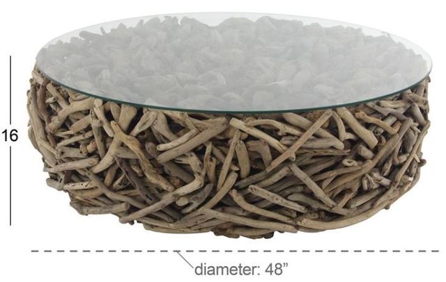 Deco Marche U Select Clear Coffee Table with Brown Base-2
