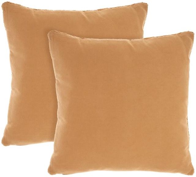 Nourison Home™ Lifestyle 2-Piece Gold Cotton Knitted Throw Pillows Set-1
