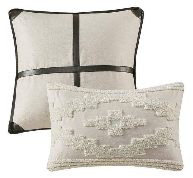Olliix by Woolrich Simons 5 Pieces Grey and Red Full/Queen Herringbone Oversized Comforter Set-2