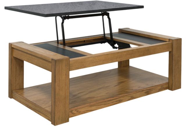 Signature Design by Ashley® Quentina Black Top Lift Top Cocktail Table with Light Brown Base -0