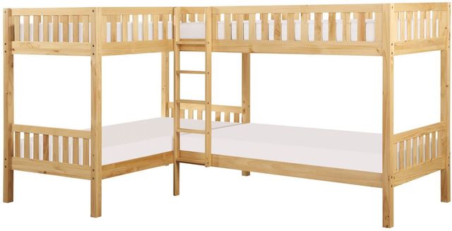 Mazin Furniture Bartly Natural Pine Twin Corner Bunk Bed-0