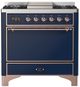 Ilve® Majestic III 36" Midnight Blue Pro Style Dual Fuel Natural Gas Range with Solid Door and Copper Trim-0