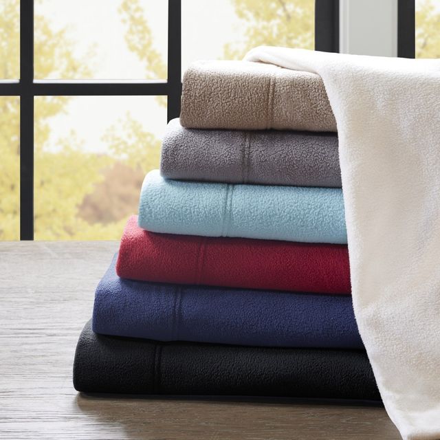 Olliix by Peak Performance Navy Full 3M Scotchgard Micro Fleece Sheet Set-3