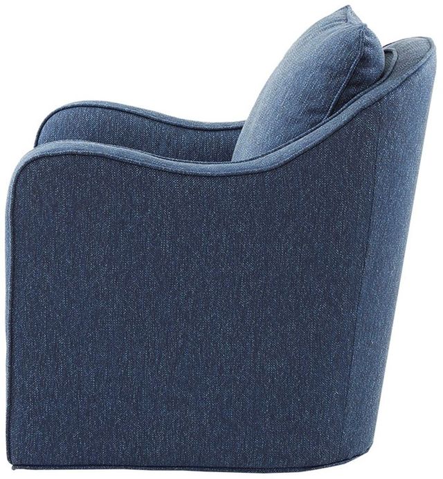 Olliix by Madison Park Navy Brianne Slub Weave Wide Seat Swivel Arm Chair-2