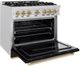 ZLINE Classic Series Autograph Edition 36" Satin Stainless Steel Pro Style Dual Fuel Range with Black Matte Door and Polished Gold Accents-3