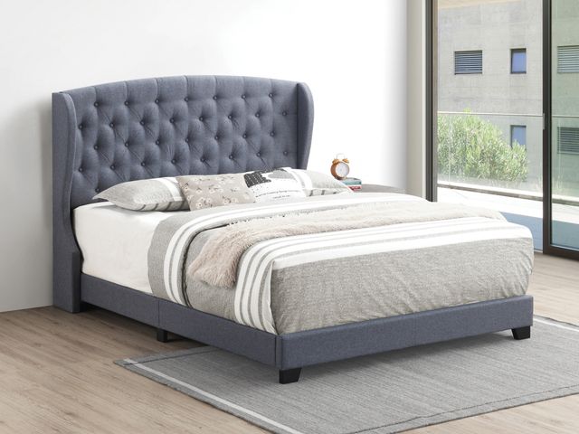 Coaster® Gunmetal Krome Full Upholstered Bed With Demi-Wing Headboard-2