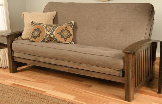 Kodiak Furniture Washington Linen Stone/Rustic Walnut Full Futon with Mattress-1