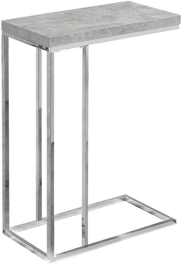 Monarch Specialties Inc. Grey Cement Accent Table with Chrome Metal Base-0
