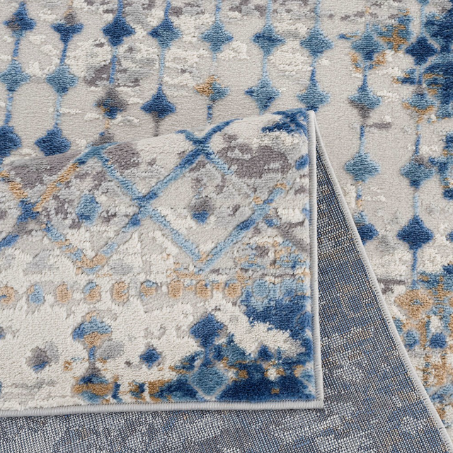 Olliix by Madison Park Hannah Blue/Cream Runner Moroccan Area Rug-1