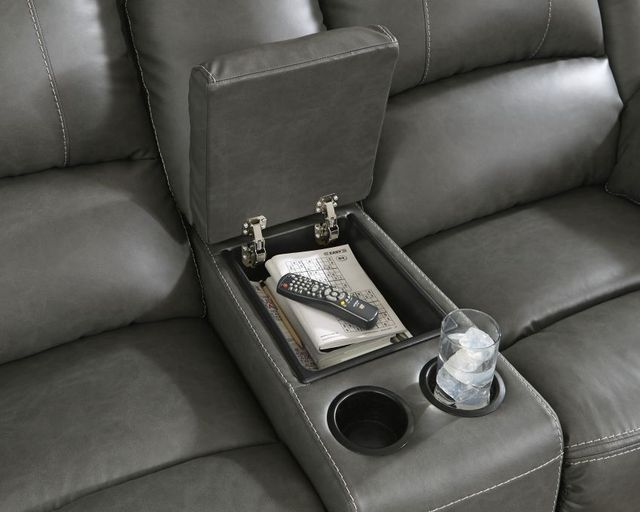 Signature Design by Ashley® Calderwell Gray Double Power Reclining Loveseat with Console-2
