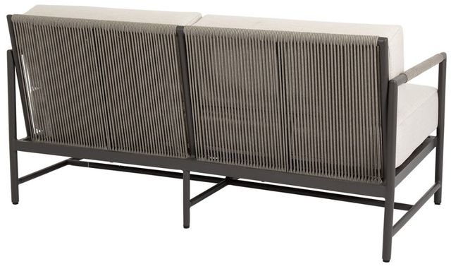 Sunset West Pietra Stone Gray Aluminum/Olefin Rope Outdoor Loveseat with Echo Ash Cushion-3