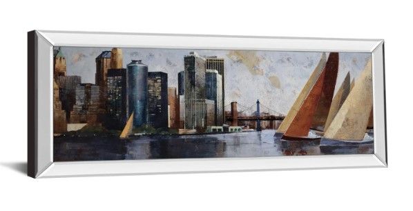 Classy Art Arriving at Manhattan by Marti Bofarull Mirrored Frame Wall Art-1